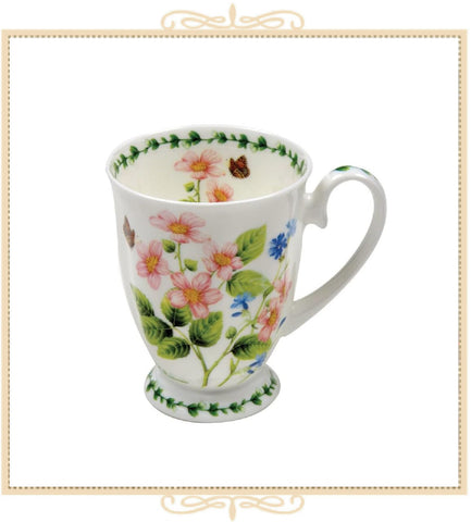 Spring Garden Footed Mug - Pink Rubus Fruticosus