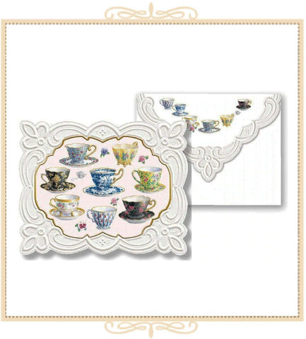 Embossed Teacups Note Card Set