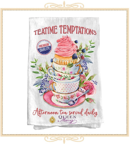 Queen Mary Signature Victorian Tea Time Temptations Cotton Tea Towel