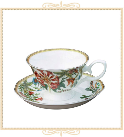 White Daylily Teacup and Saucer