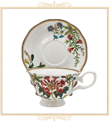 White Daylily Teacup and Saucer