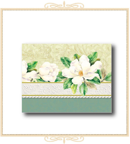 White Magnolia Embossed Note Card Set