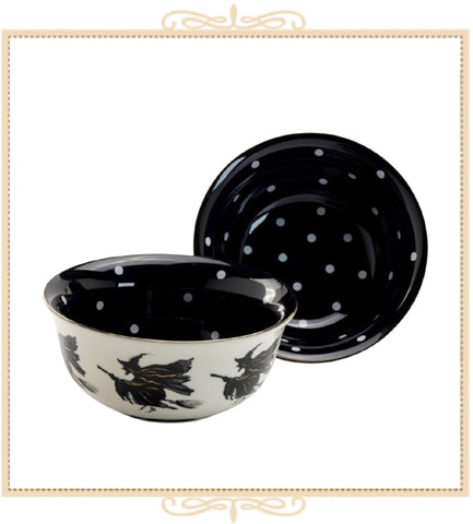 Halloween Black Witch Gold 6.5in Serving Bowl