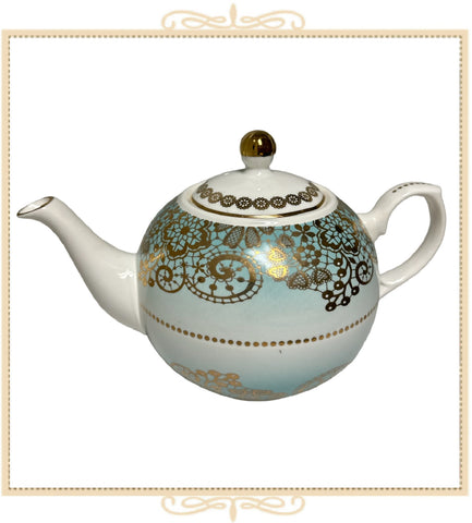 Teal Antique Lace Teapot