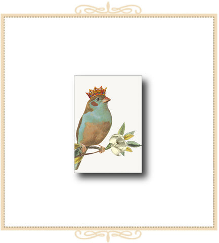 Bird With Crown Mini Enclosure Card 2.5" x 3.5" (MI-BC)