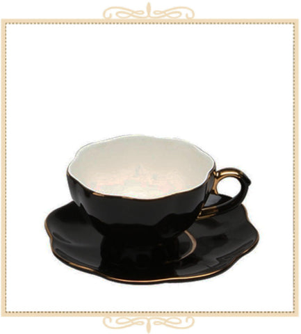 Black Gold Luster Teacup and Saucer