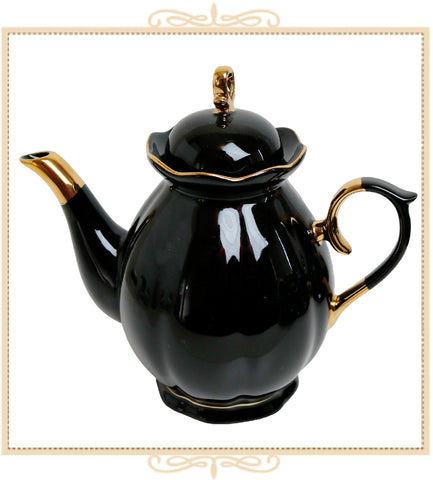 Black Gold Luster Teapot
