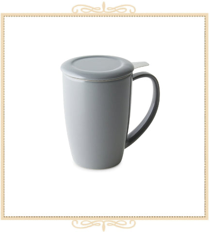 Curve Tall Tea Mug With Infuser & Lid 15 oz Grey