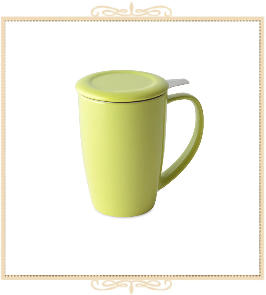 FORLIFE Curve Tall Tea Mug with Infuser and Lid 15 Ounces Lime