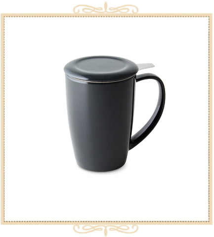 Curve Tall Tea Mug With Infuser & Lid 15 oz Black