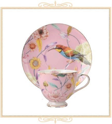 Daisy and Bird Teacup and Saucer