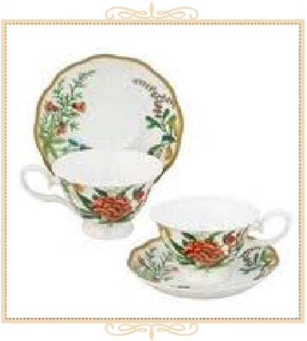 Dianthus Daylily Teacup and Saucer