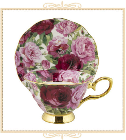 Gold Rose Bloom Teacup and Saucer