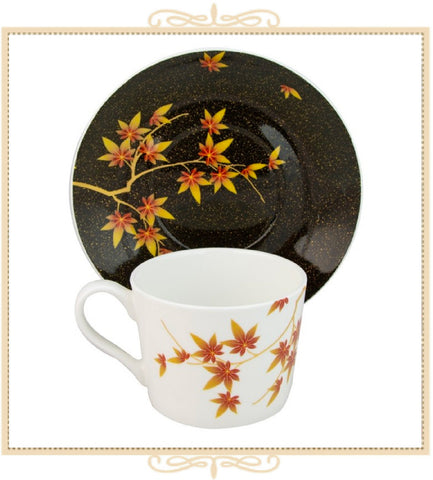 Golden Autumn Teacup and Saucer