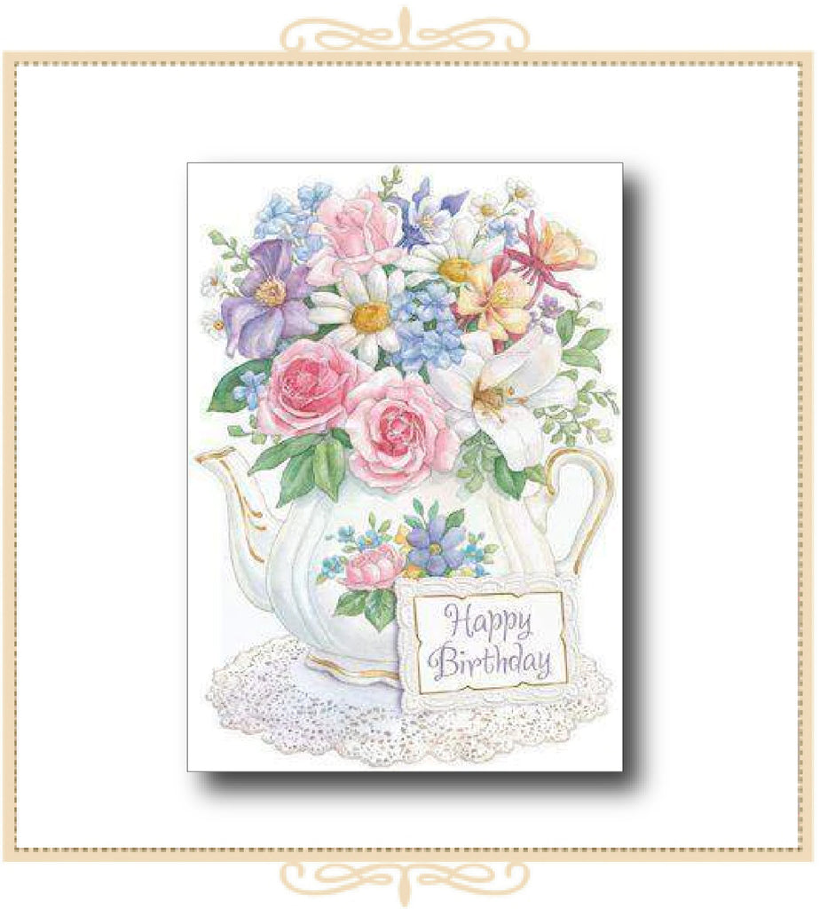 Cards | Wildflower Floral Spring Bouquet In A Teapot Vase Flowers Nature Birthday Card P 80aa00f3 Dd47 4b8c 81d6 69dccc16b763