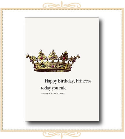 Happy Birthday, Princess, Today You Rule Glitter Greeting Card 5" x 7" (CG-HBP)