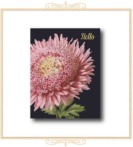 Hello (Pink Flower) Glitter Greeting Card 4.25" x 5.5" (CGA2-HPF)
