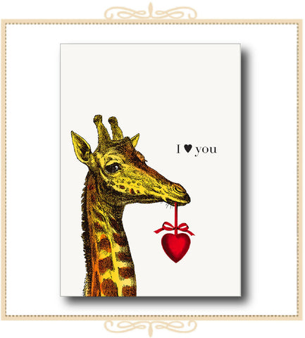 I Love❤️ You (Giraffe)! Glitter Greeting Card 5" x 7" (CG-IHY)