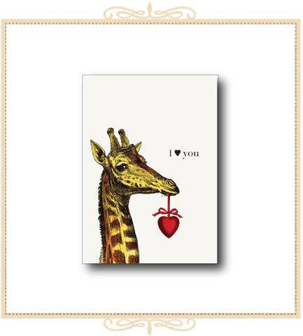I Love❤️ You (Giraffe)! Glitter Greeting Card 4.25" x 5.5" (CGA2-IHY)