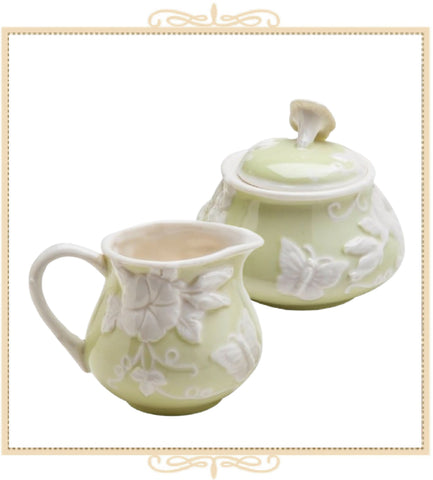 Morning Glory Butterfly Sugar and Creamer Set