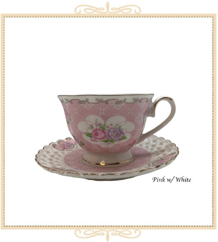 Pierced Floral Teacup and Saucer