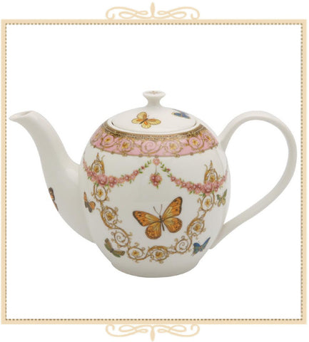 Pink Butterfly Tall Teapot