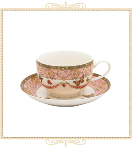 Pink Butterfly Teacup and Saucer