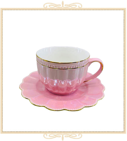 Pink Luster Gold Teacup and Saucer