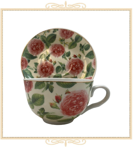 Pink Roses Teacup and Saucer