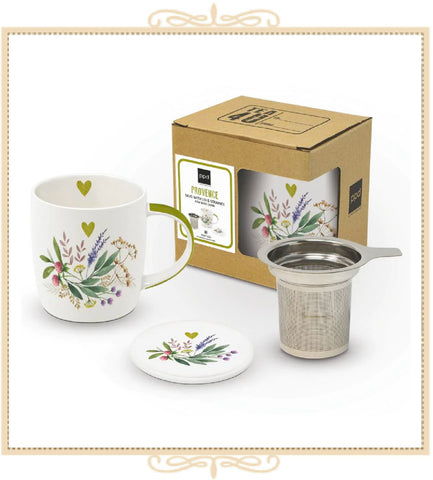 Provençe Tea Mug with Lid & Strainer