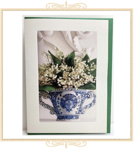 Lily of the Valley in a Teacup Greeting Card (QM17)