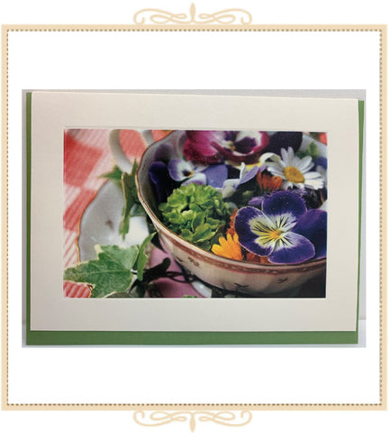 Teacup of Pansies Greeting Card (QM25)