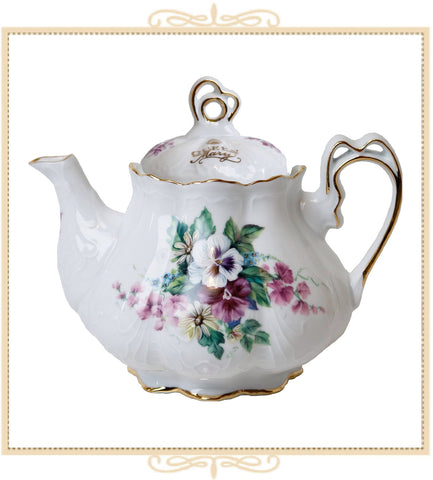 Queen Mary Signature Ashley Teapot White Pansy