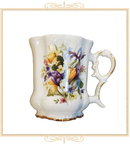 Queen Mary Signature Floral Mug Spring Crocus and Daffodils