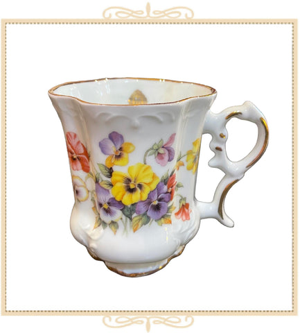Queen Mary Signature Floral Mug Yellow, Purple, & Orange Pansies