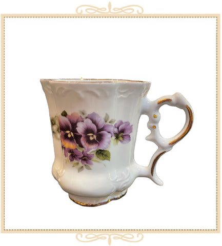 Queen Mary Signature Floral Mug Purple Pansies