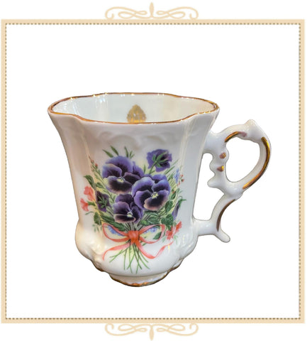 Queen Mary Signature Floral Mug Pansy Bouquet
