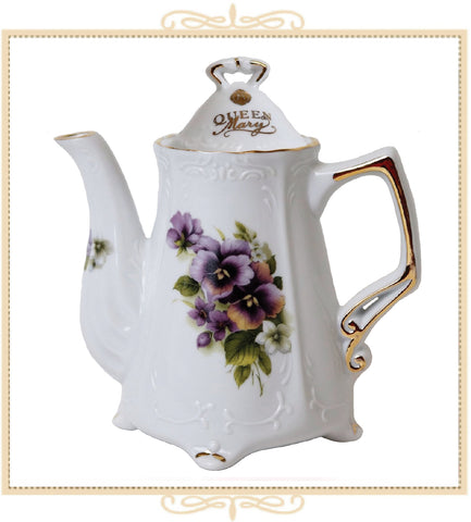 Queen Mary Signature Teapot Purple Pansies