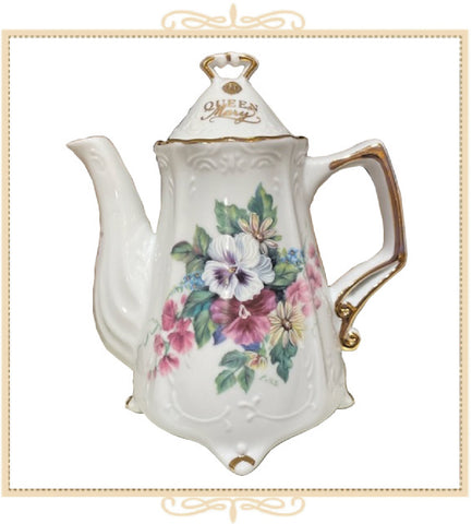 Queen Mary Signature Teapot White Pansy