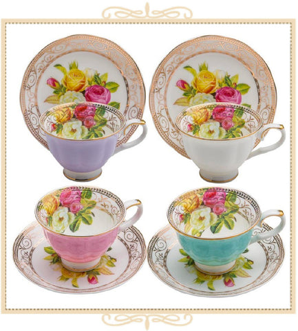 Rose Bouquet Teacup and Saucer