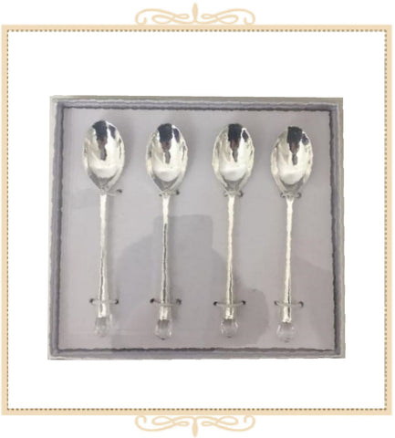 Silverplate Butter Spoon With Crystal Handle, Set of 4 Boxed