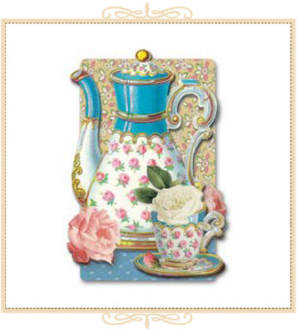 Teacup Roses Dimensional Greeting Card