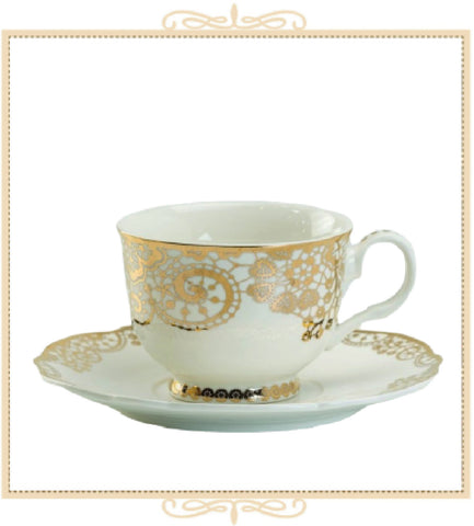 White Lace Berry Teacup and Saucer