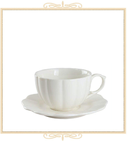 White Scallop Teacup and Saucer