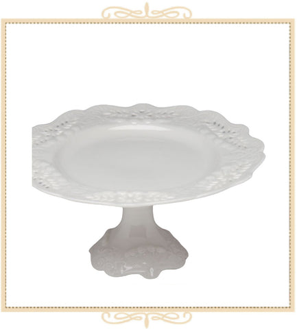 White Victorian 10.5 in Footed Cake Stand